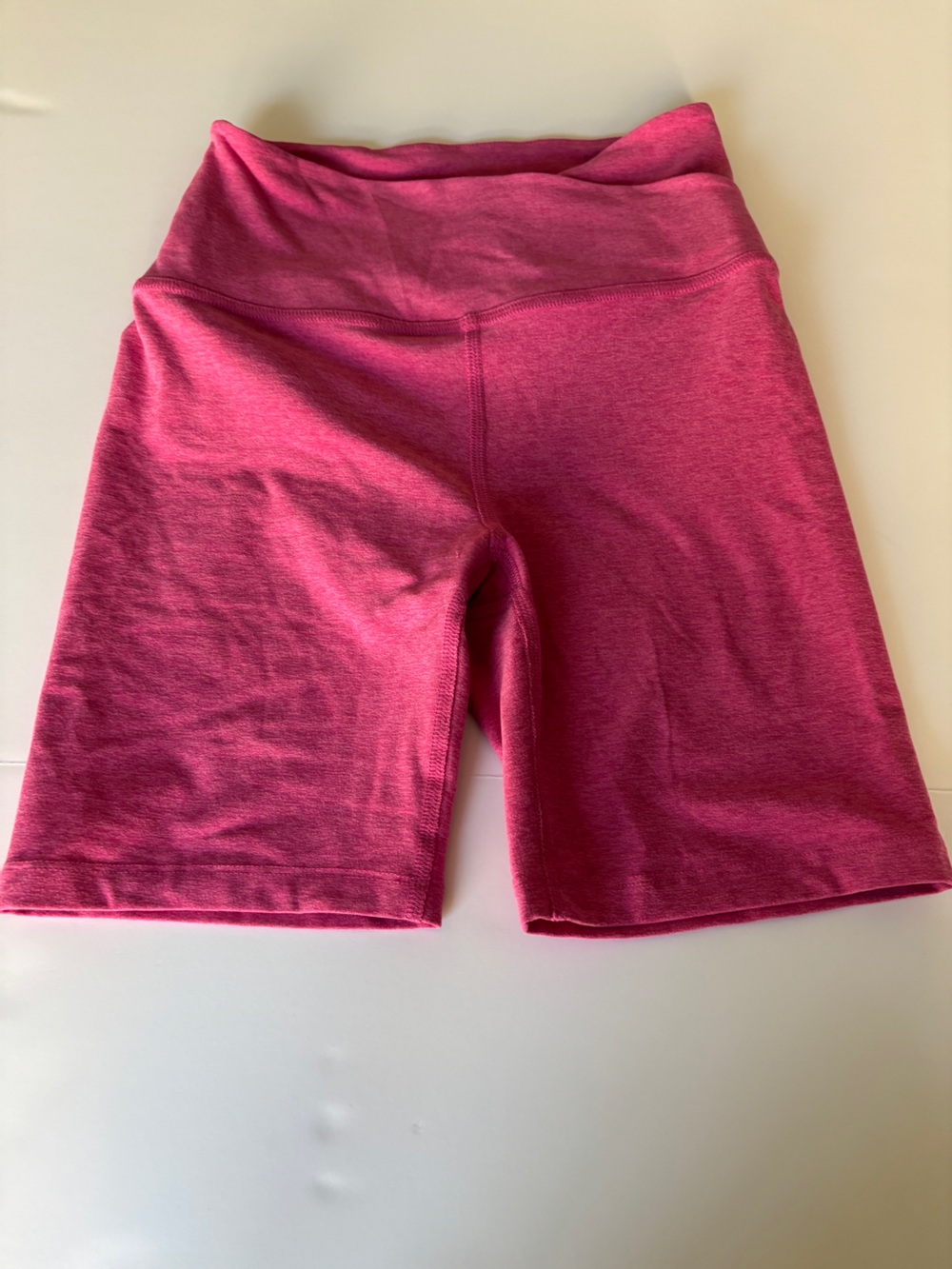 Beyond Yoga Heathered Pink High Rise Athletic Bike Shorts - Small
